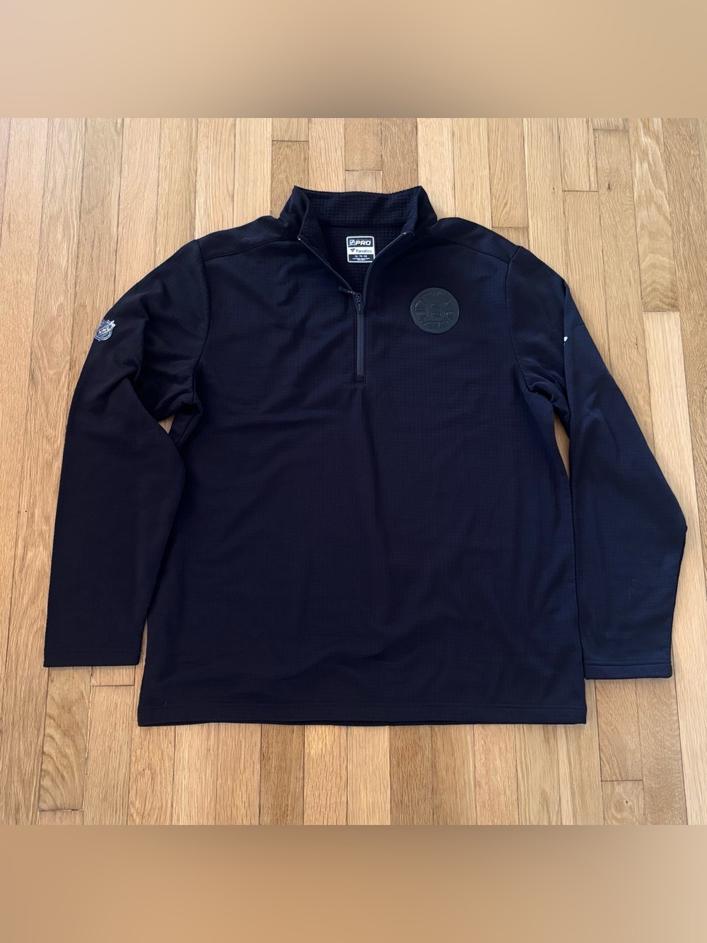NHL Boston Bruins Pro Quarter Zip Jacket Mens XL Black Gold Hockey Pullover